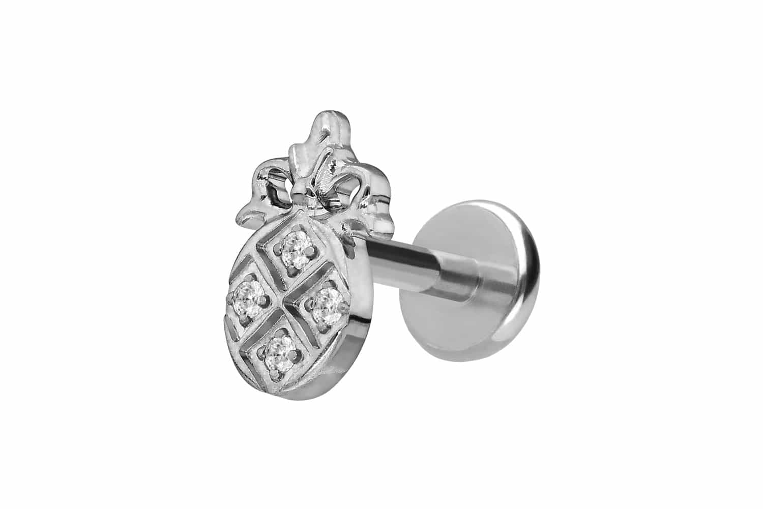 Titan Labret Piercing mit Push Fit KRISTALLANANAS